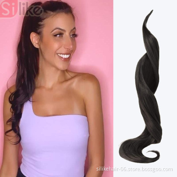 Long Wavy Ponytail Extensions 30"Platinum Blonde Heat Resistant Fiber Synthetic Wave Wraparound Pony ponytail hair extensions